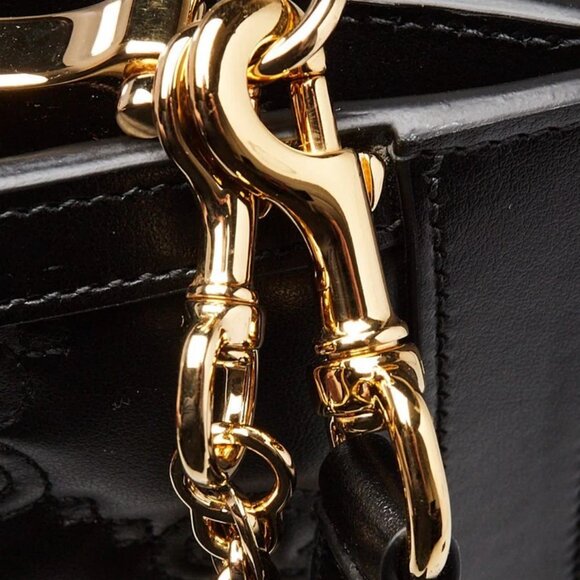 Gucci Black Leather GG Metalasse Frame Top Crossbody Shoulder Bag - Picture 12 of 12